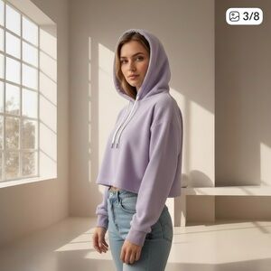 NWOT Feat Lavendar BlanketBlend Cropped Fleece Hoodie Size: L